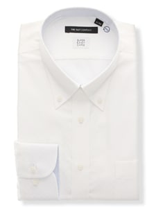 ワイシャツ／長袖／形態安定／RENU／ボタンダウンカラー／織柄／BASIC／ドレスシャツ