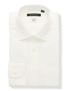 ワイシャツ／長袖／形態安定／ワイドカラー／シャドーストライプ／BASIC／ドレスシャツ