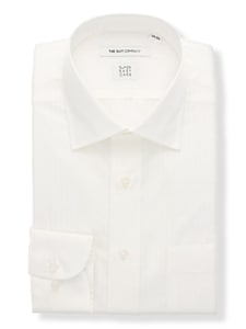 ワイシャツ／長袖／形態安定／ワイドカラー／シャドーストライプ／FIT／ドレスシャツ