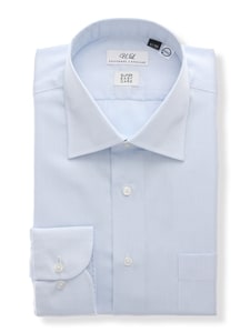 ワイシャツ／長袖／形態安定／ストレッチ／ワイドカラー／ヘリンボーン／BASIC／ドレスシャツ