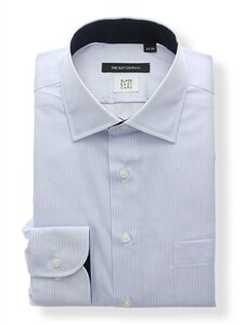 ワイシャツ／長袖／形態安定／COOL MAX／ワイドカラー／ストライプ／BASIC／ドレスシャツ