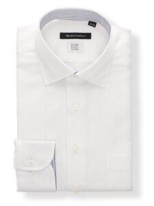ワイシャツ／長袖／形態安定／再生繊維／ワイドカラー／織柄／BASIC／ドレスシャツ