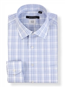 ワイシャツ／長袖／形態安定／ワイドカラー／チェック／BASIC／ドレスシャツ