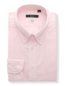 ワイシャツ／長袖／形態安定／再生繊維／ボタンダウンカラー／織柄／BASIC／ドレスシャツ