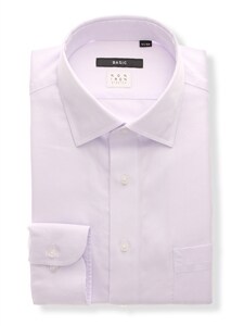 ワイシャツ／長袖／形態安定／ノンアイロンストレッチ／ワイドカラー／織柄／BASIC／ドレスシャツ
