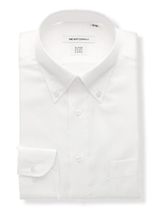 ワイシャツ／長袖／形態安定／COOL MAX／ボタンダウンカラー／ストライプ／FIT／ドレスシャツ