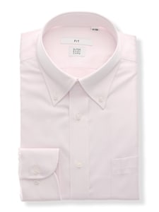 ワイシャツ／長袖／形態安定／COOL MAX／ボタンダウンカラー／織柄／FIT／ドレスシャツ