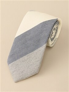 Fabric by ITALY／シルクコットンブレンド ストライプ×織柄ネクタイ