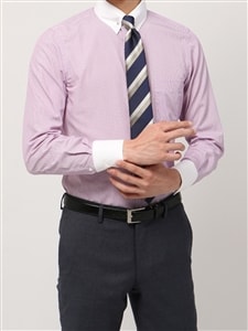 ワイシャツ／長袖／ピンホールカラー／ストライプ／blazer's bank.com／ドレスシャツ