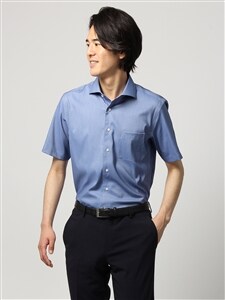 ワイシャツ／半袖／形態安定／COOL MAX／ホリゾンタルカラー／無地／BASIC／ドレスシャツ