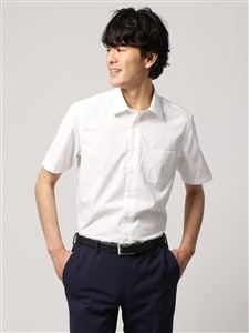 ワイシャツ／半袖／形態安定／RENU／ワイドカラー／無地／BASIC／ドレスシャツ