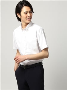 ワイシャツ／半袖／形態安定／COOL MAX／ボタンダウンカラー／無地／FIT／ドレスシャツ