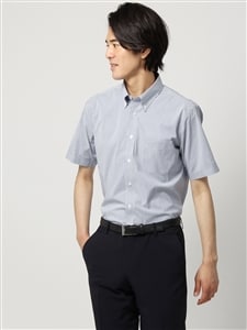 ワイシャツ／半袖／形態安定／COOL MAX／ボタンダウンカラー／ストライプ／FIT／ドレスシャツ