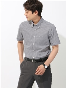 ワイシャツ／半袖／形態安定／ボタンダウンカラー／ギンガムチェック／FIT／ドレスシャツ