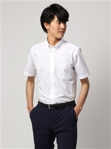 ワイシャツ／半袖／形態安定／ボタンダウンカラー／無地／BASIC／ドレスシャツ