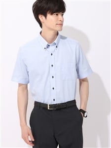 ワイシャツ／半袖／形態安定／ストレッチ／再生繊維／ボタンダウンカラー／BASIC／ドレスシャツ