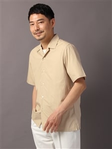 ウォッシャブル／SUVINコットンタイプライター ジャストルーズ半袖オープンカラーシャツ
