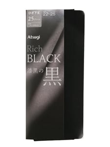 ひざ下丈ストッキング／ATSUGI／25デニール／Rich BLACK 漆黒の黒