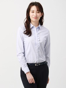 destyle／Easy Care Stretch Blouse フリル＆スキッパーカラー